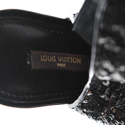 Louis Vuitton Sequin Peep Toe Tall Boots 38.5 Black 8 of 9