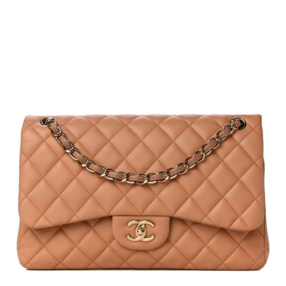 Chanel Lambskin Quilted Jumbo Double Flap Dark Beige 2 of 11