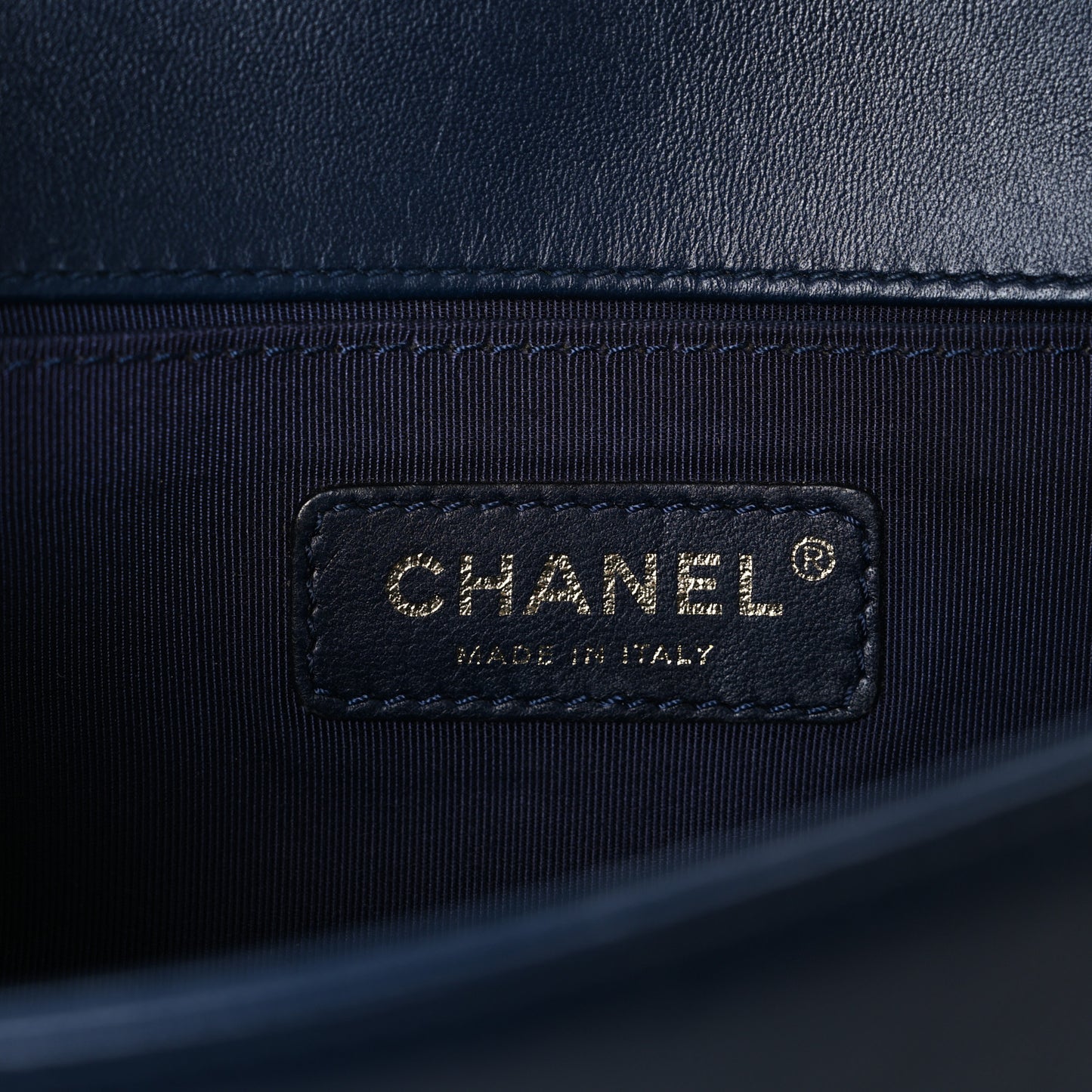 Calfskin Quilted Small Boy Flap Navy