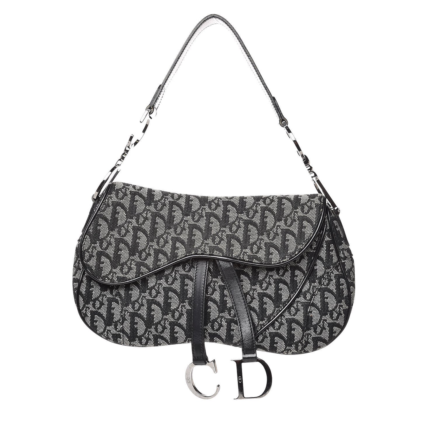 Monogram Double Saddle Bag Black