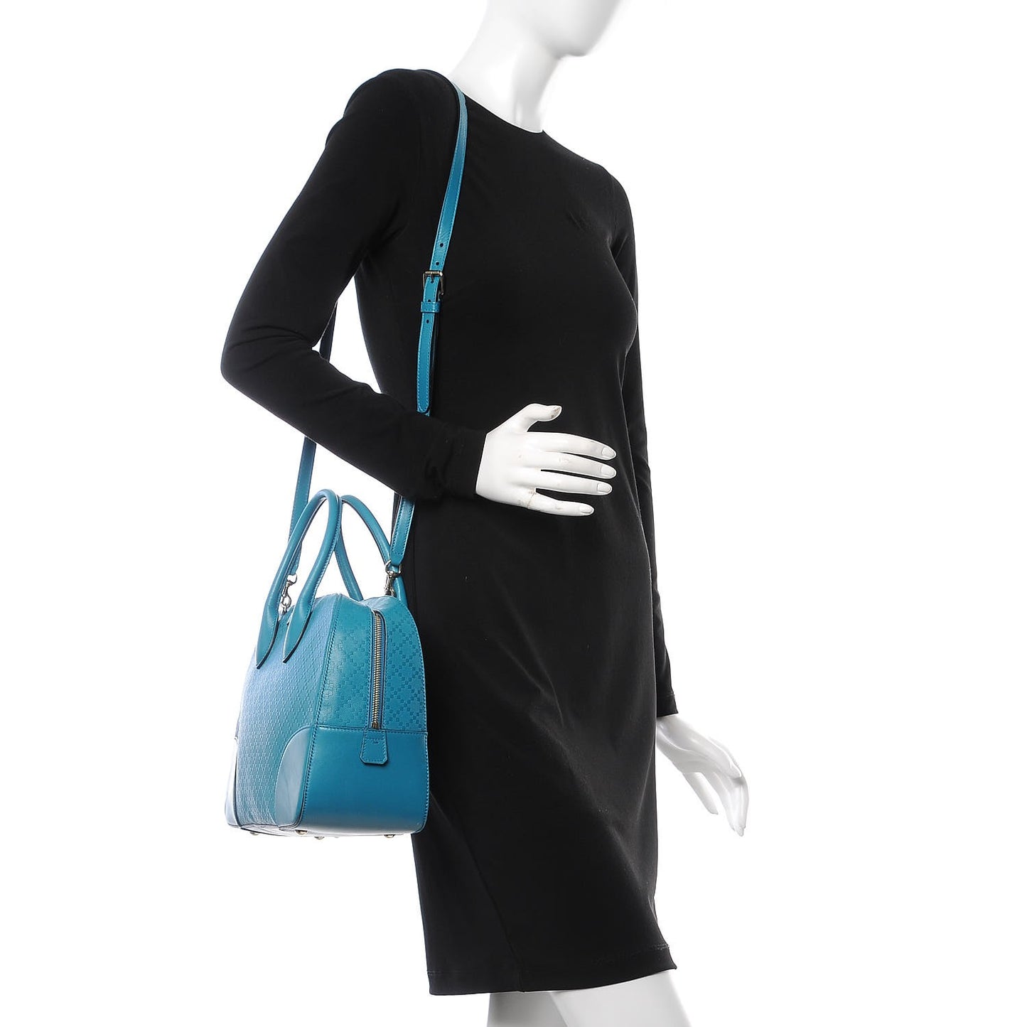 Calfskin Bright Diamante Top Handle Bag Deep Cobalt