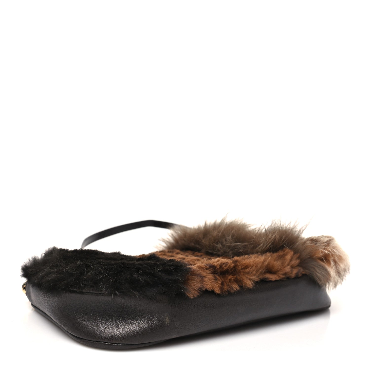 Christian Dior Rabbit Fur Lambskin Patchwork Malice Shoulder Bag Brown 3 of 9
