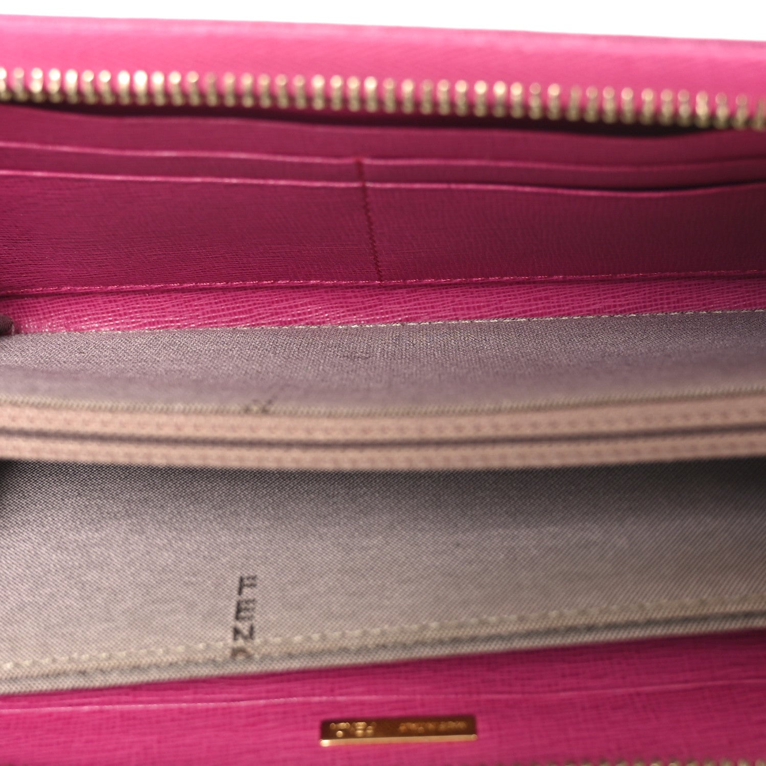 Fendi Zucca Spalmati Vitello Elite Zip Around Wallet Tobacco Ciclamino 5 of 7