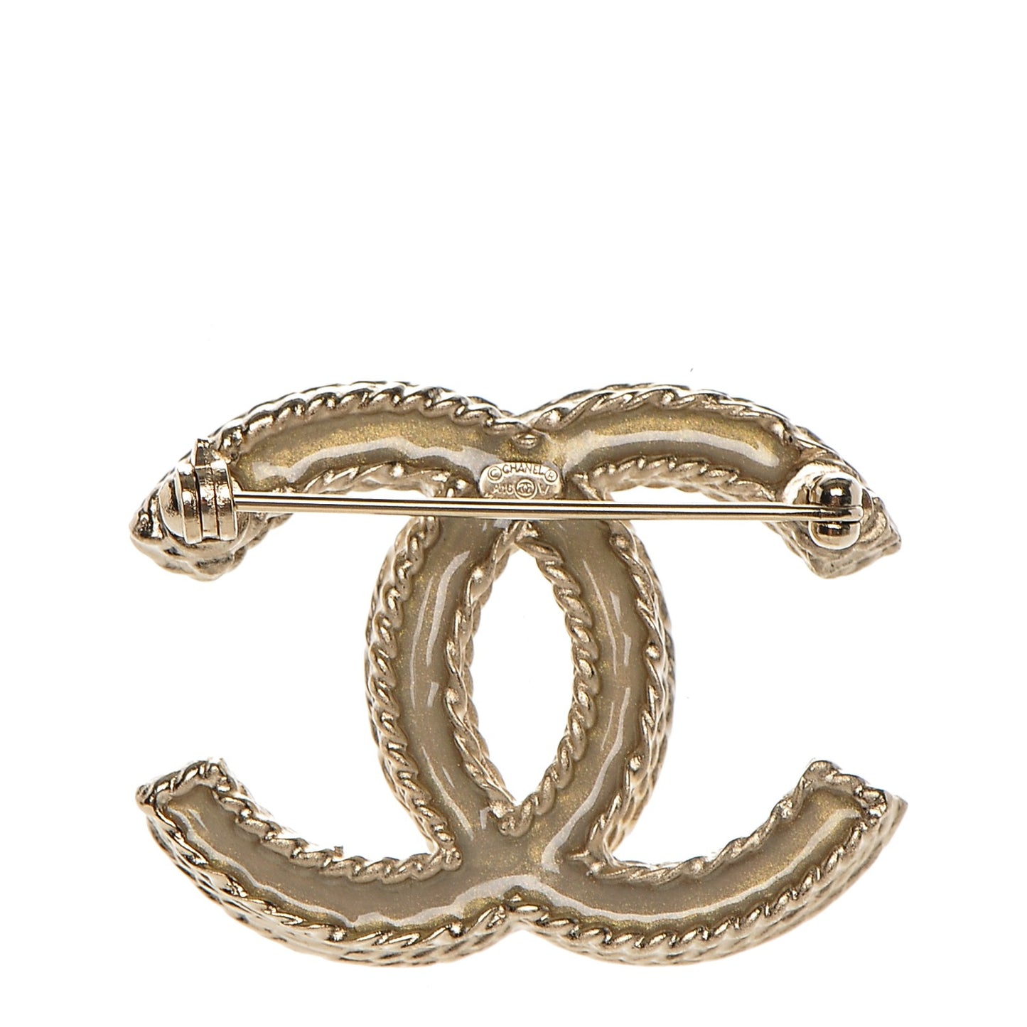 Crystal CC Brooch Light Gold