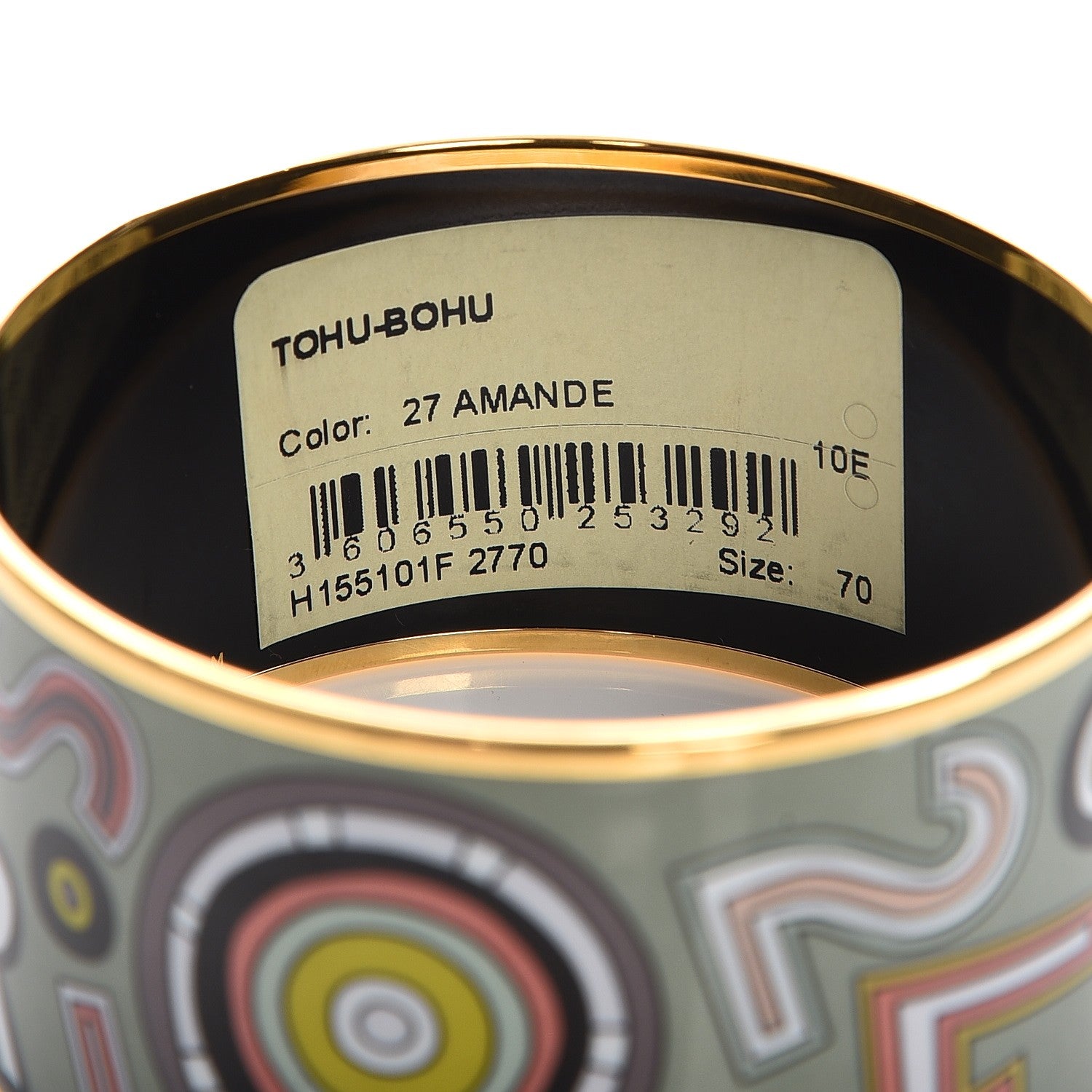 Hermes Enamel Printed Tohu Bohu Extra Wide Bracelet 70 Amande 6 of 6