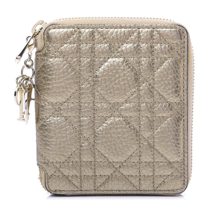 Christian Dior Metallic Calfskin Cannage Lady Dior Medium Wallet Gold 1 of 8
