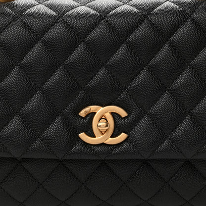 Chanel Caviar Elaphe Quilted Small Coco Handle Flap Black 8 of 10