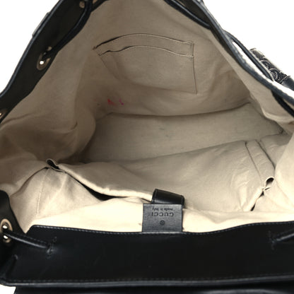Gucci Calfskin GG Tennis Embossed Double Buckle Backpack Black 5 of 17
