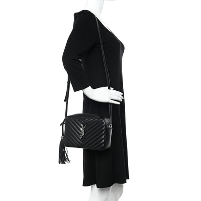 Saint Laurent Calfskin Matelasse Monogram Lou Camera Bag Black 2 of 9