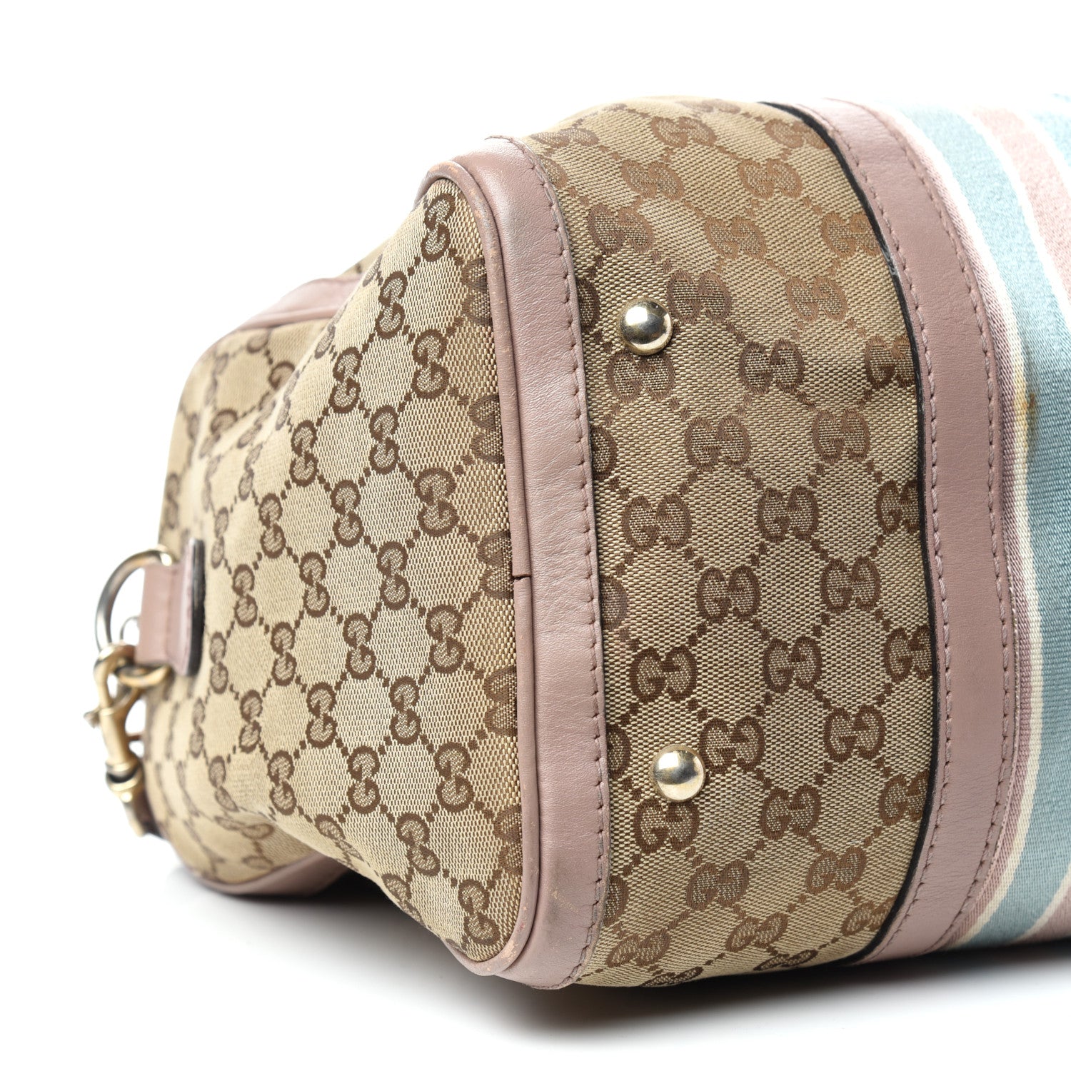 Gucci Monogram Vintage Web Medium Boston Pink Blue 14 of 17