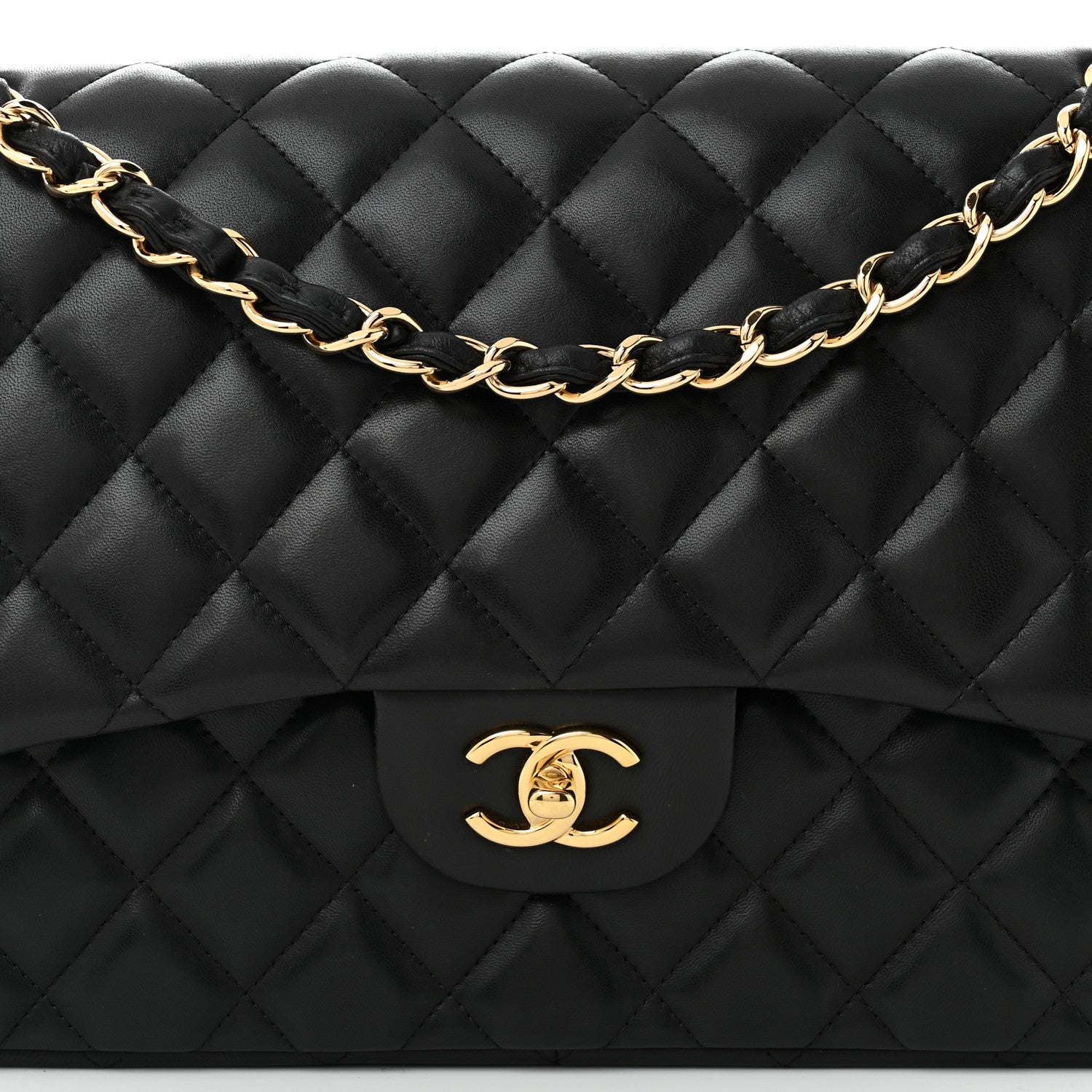 Chanel Lambskin Quilted Jumbo Double Flap Black 8 of 10