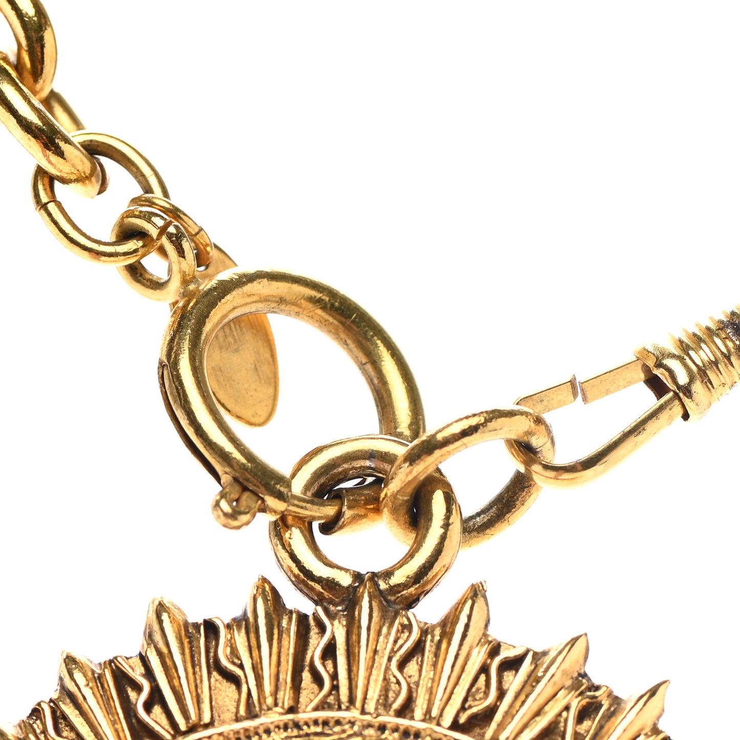 Metal Medallion CC Chain Necklace Gold