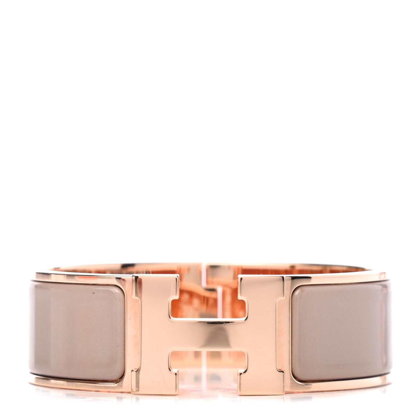 Enamel Wide Clic Clac H Bracelet GM Marron Glace