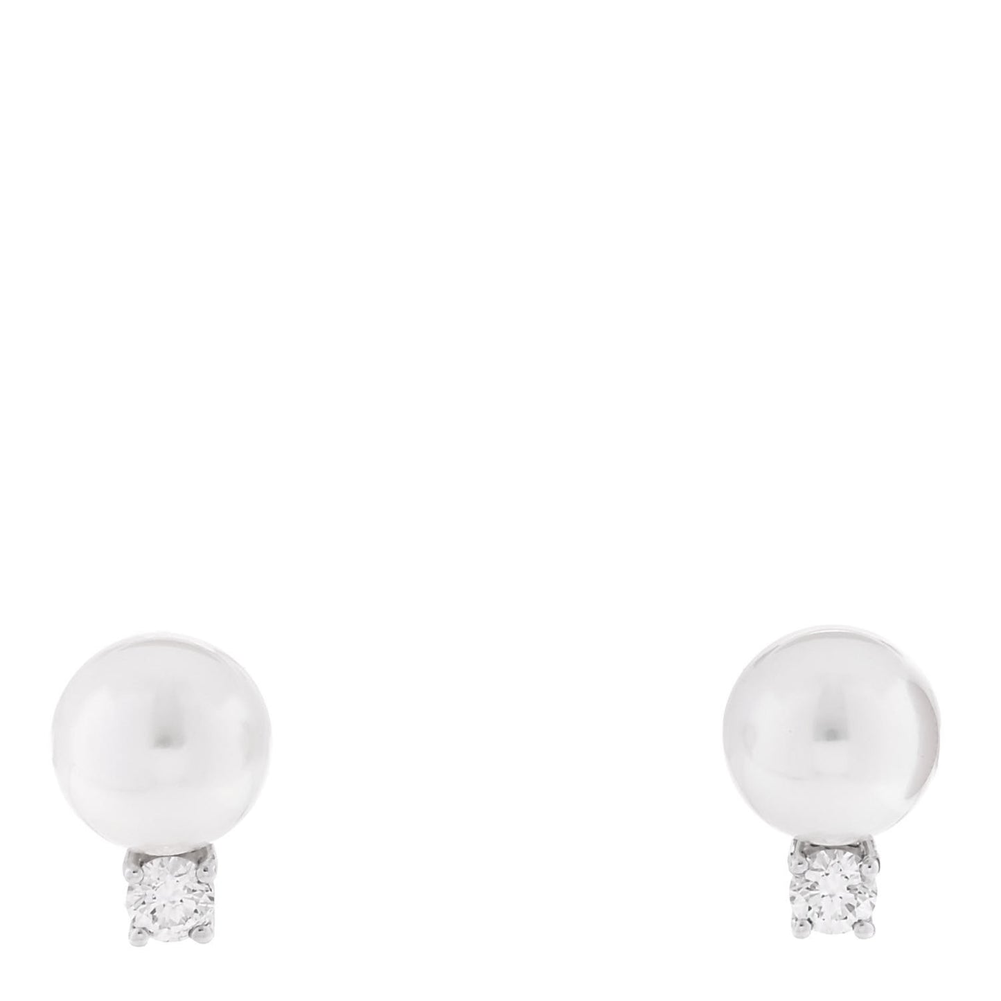 18K White Gold Diamond Akoya Cultured Pearl 6.5-7mm Signature Earrings