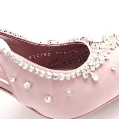 Gucci Satin Crystal Talia 105 Slingback Pumps 37.5 Stone Pink 9 of 10