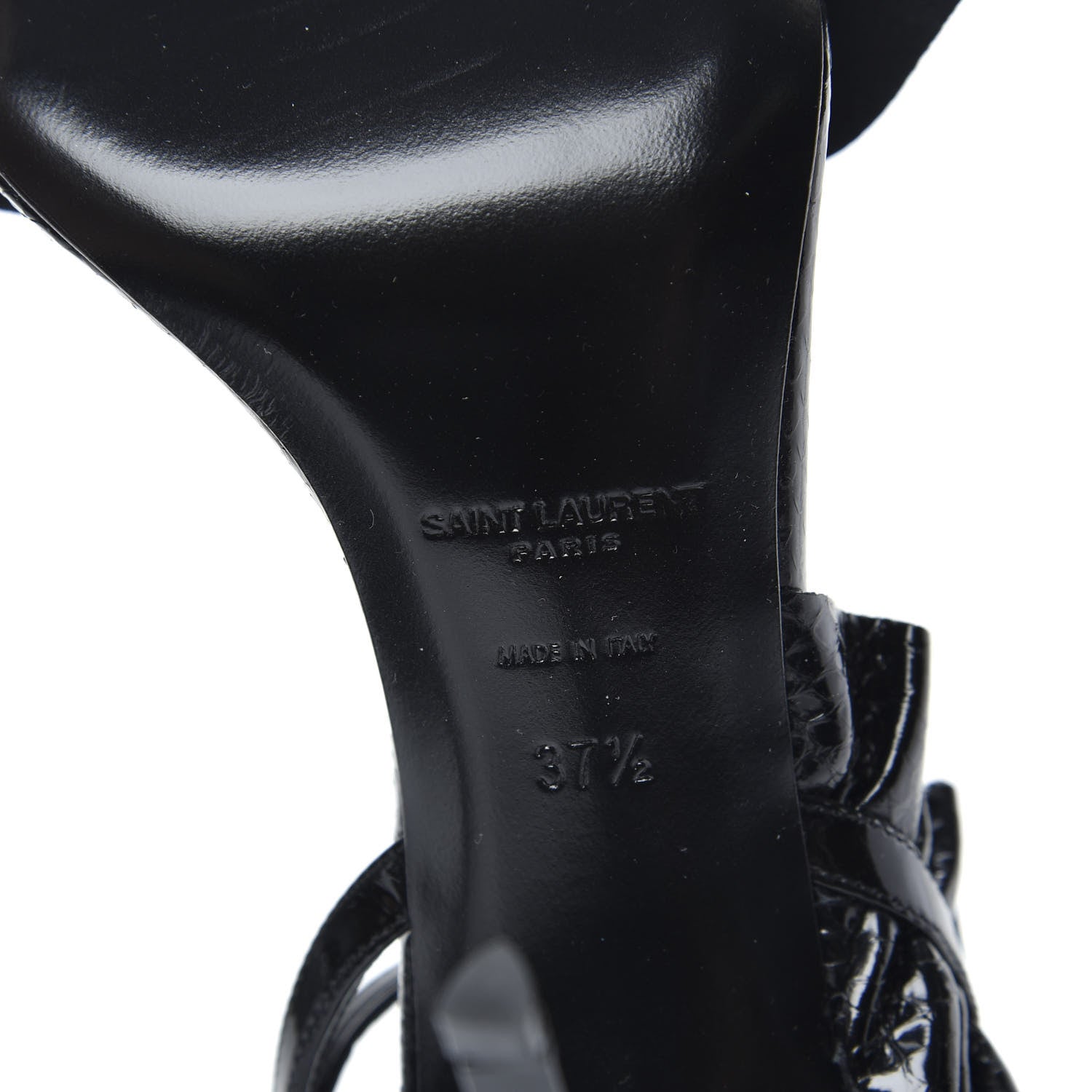 Saint Laurent Patent Snakeskin Edie Ruffle 110 Pumps 37.5 Black 6 of 7