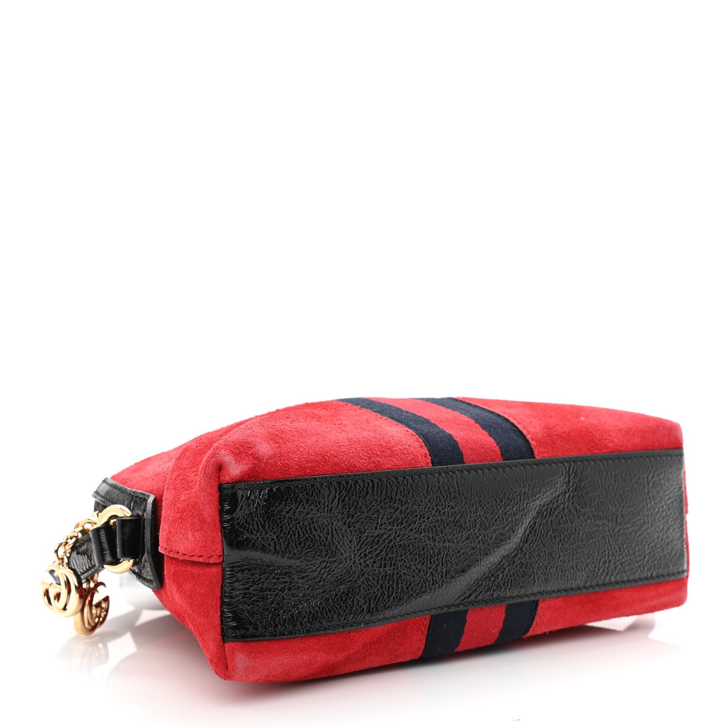 Gucci Suede Patent Web GG Small Ophidia Dome Shoulder Bag Hibiscus Red 4 of 11