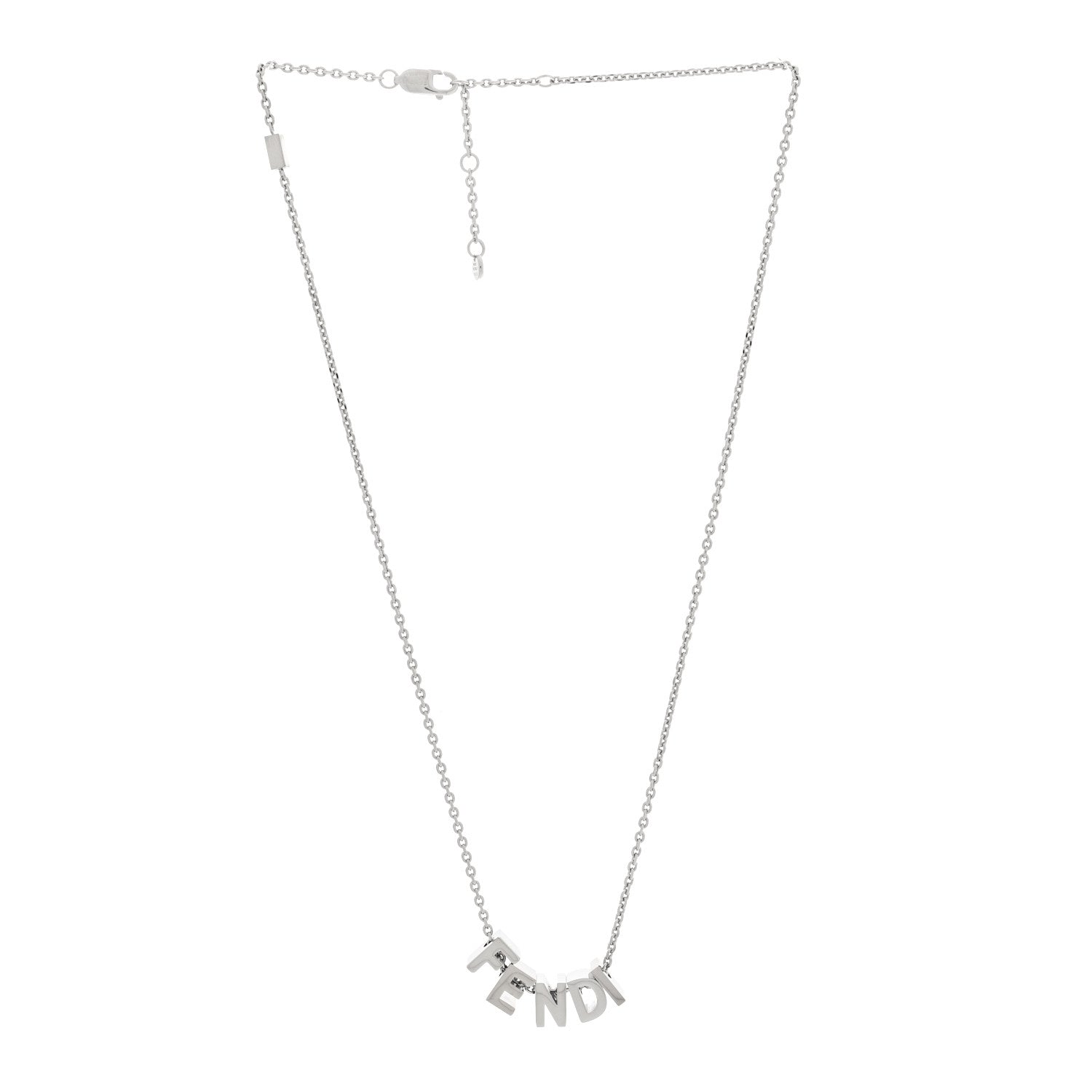 Fendi Metal Logo Charm Necklace Silver 3 of 4