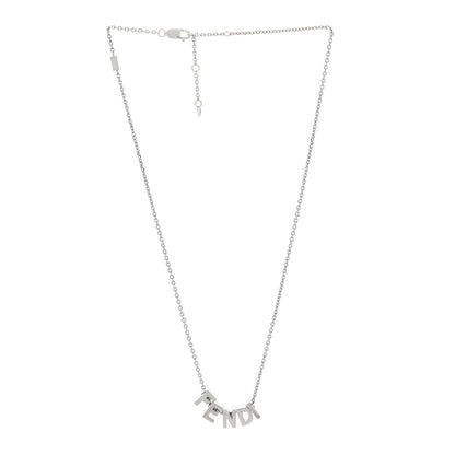 Fendi Metal Logo Charm Necklace Silver 3 of 4