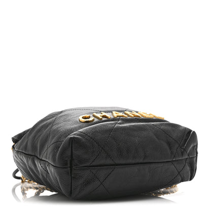 Chanel Shiny Crumpled Calfskin Quilted Pearl Mini Chanel 22 Black 4 of 10