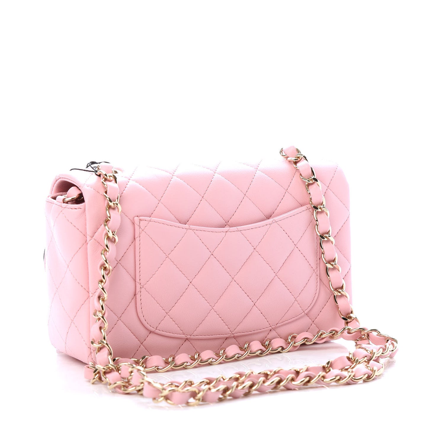 Lambskin Quilted Mini Rectangular Flap Pink