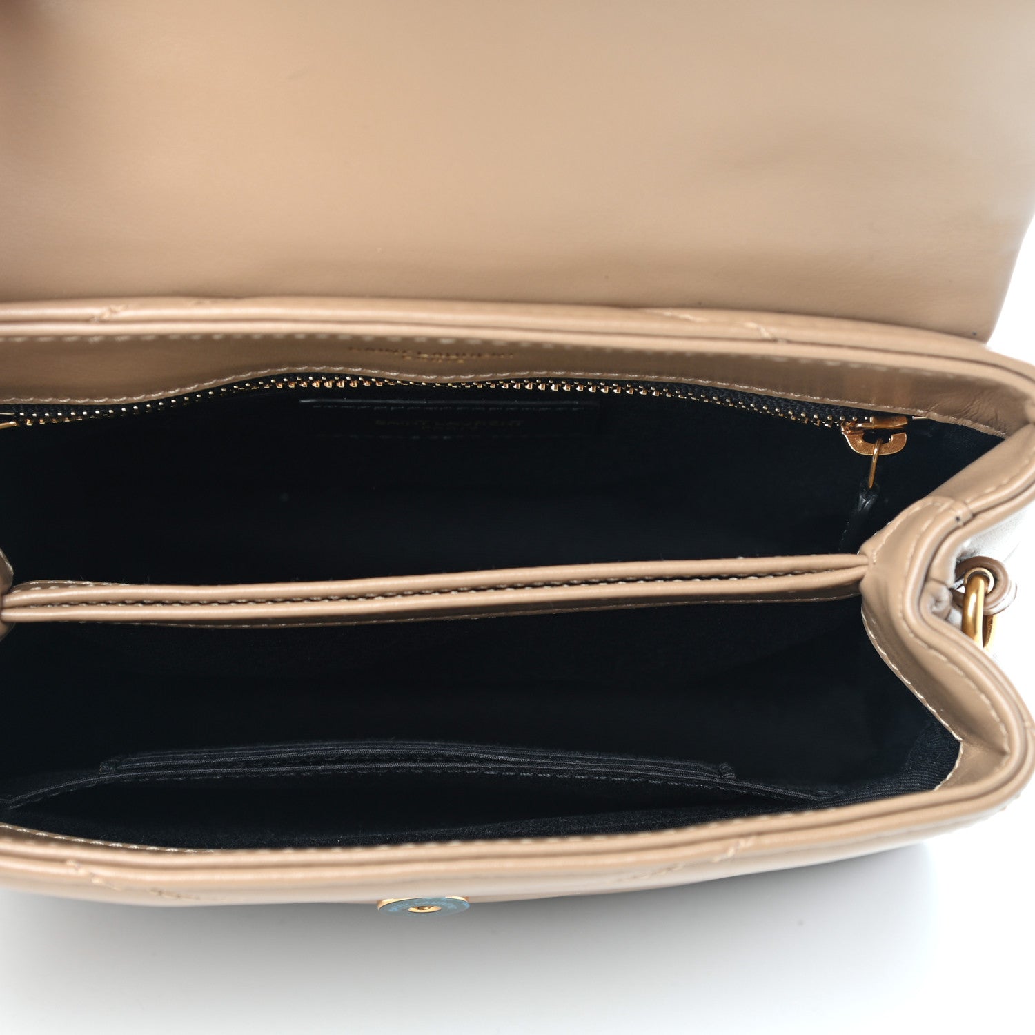 Saint Laurent Calfskin Y Quilted Monogram Toy Loulou Crossbody Bag Latte 5 of 9