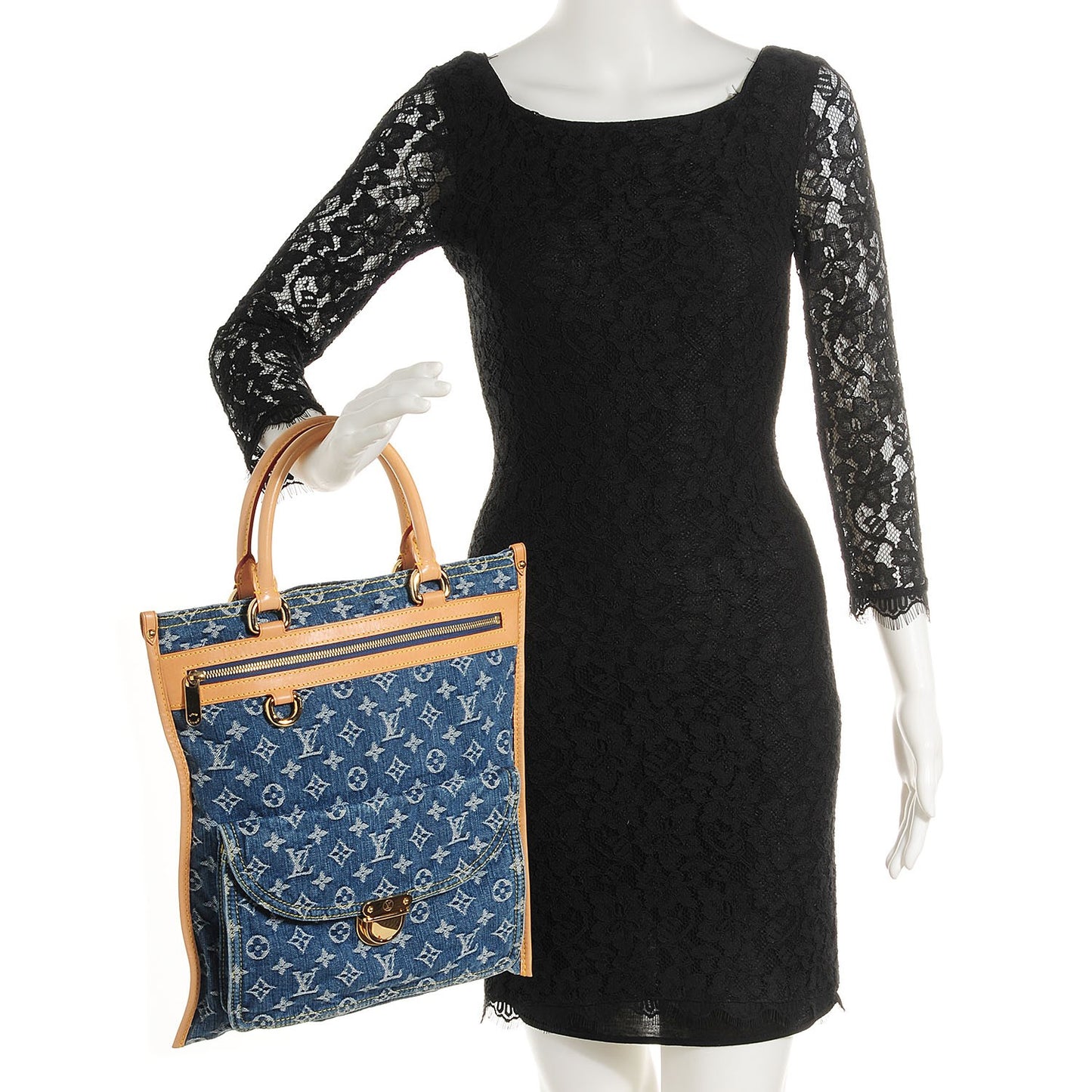 Monogram Denim Sac Plat Blue