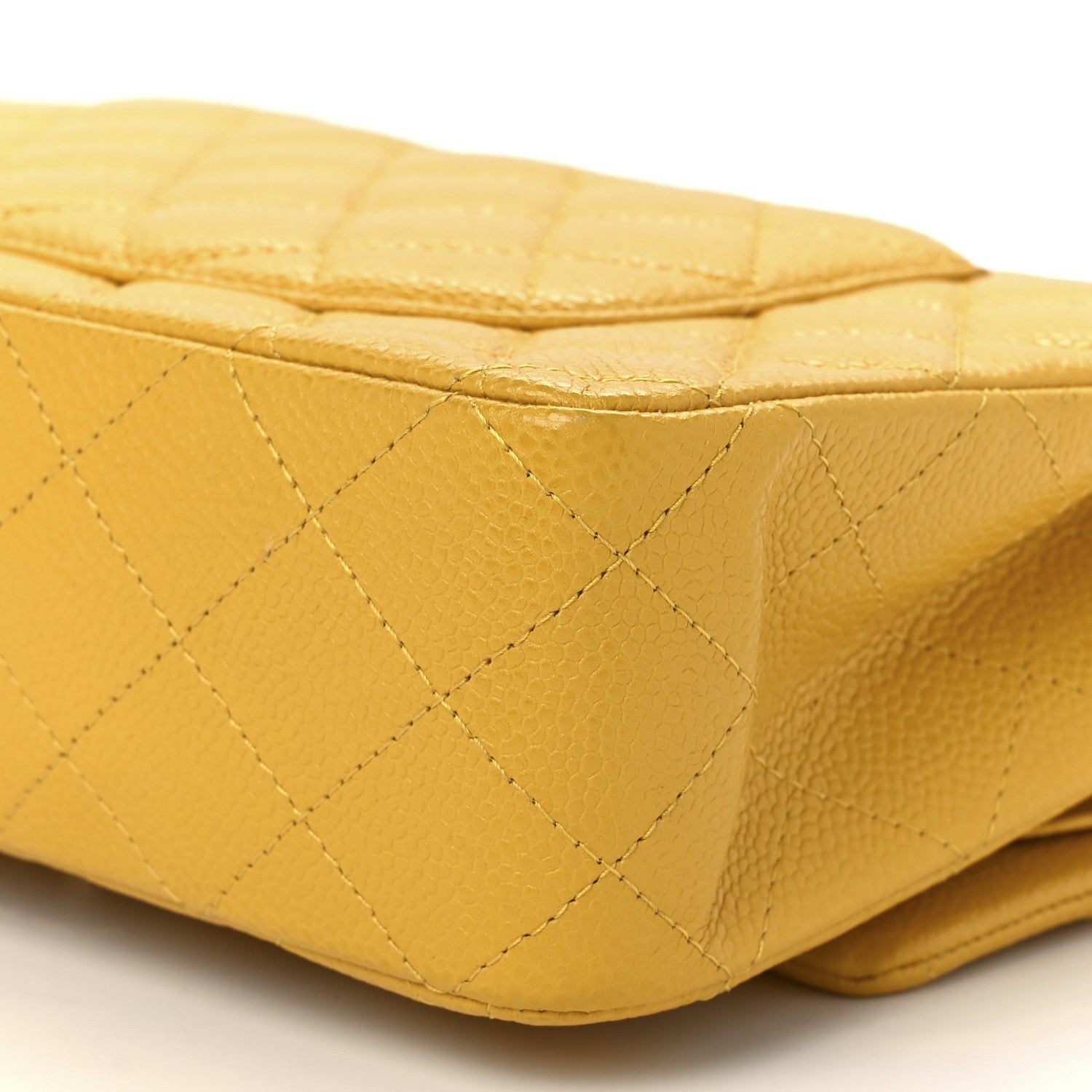 Chanel Caviar Quilted Medium Double Flap Yellow 11 of 12