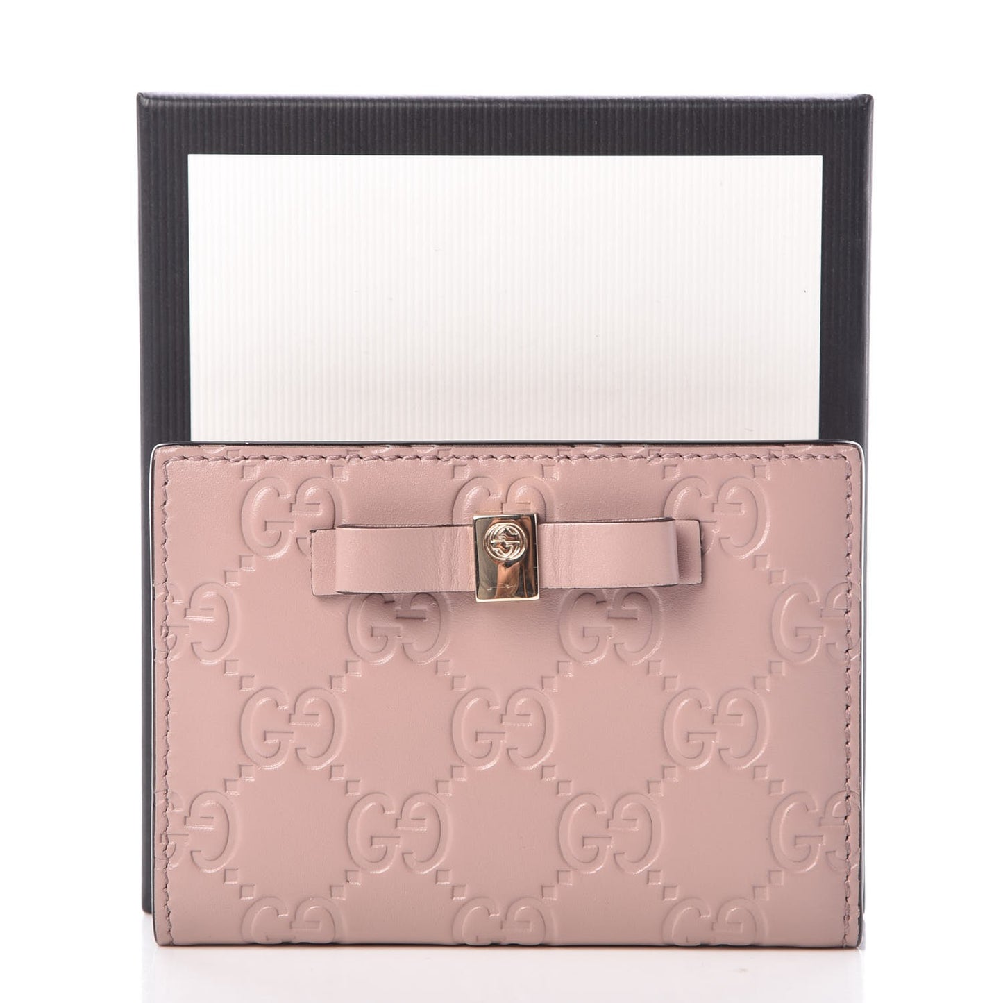 Guccissima Bow Train Pass Case Soft Pink