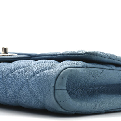 Chanel Iridescent Caviar Quilted Clutch With Chain Flap Blue 10 of 10