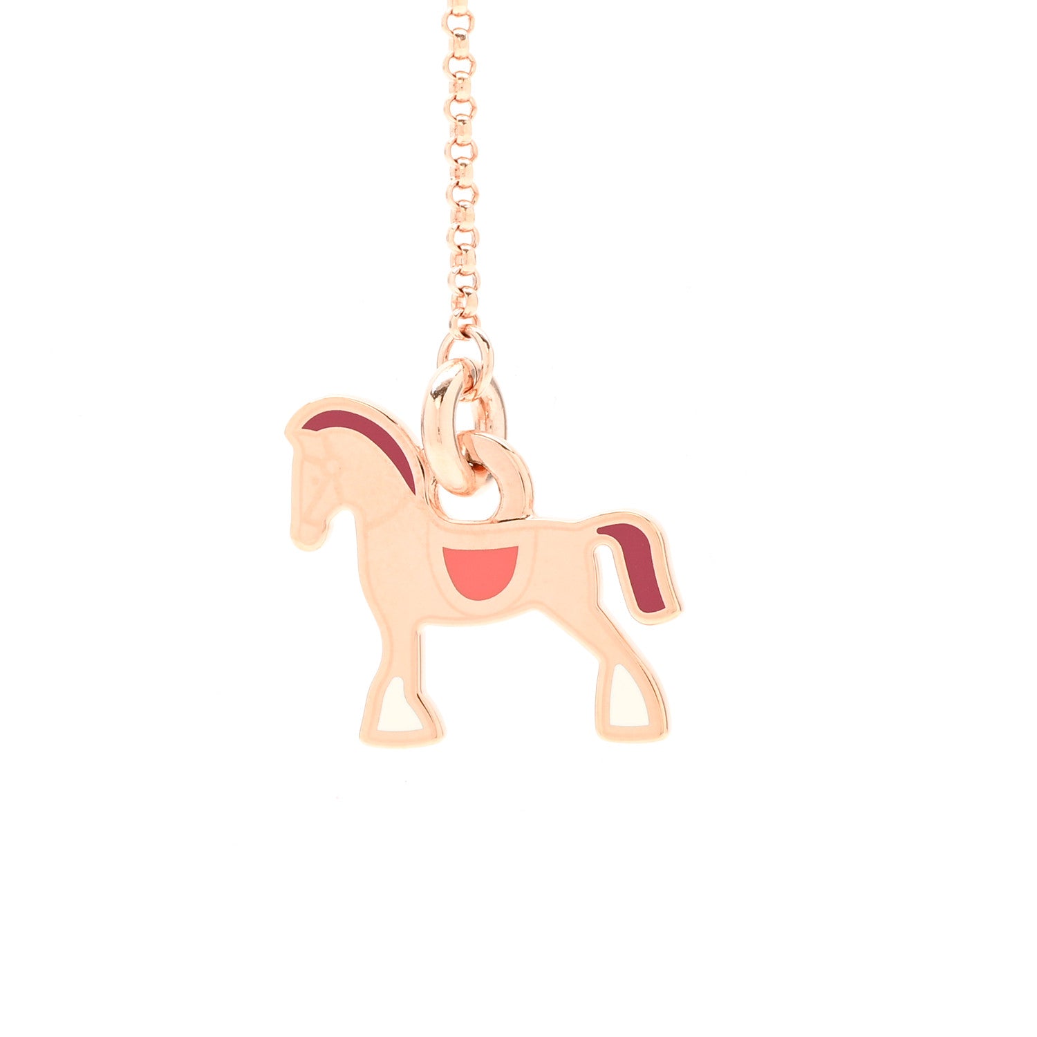 Hermes Metal Enamel Cheval Grand Parade Necklace Rose Gold 4 of 7