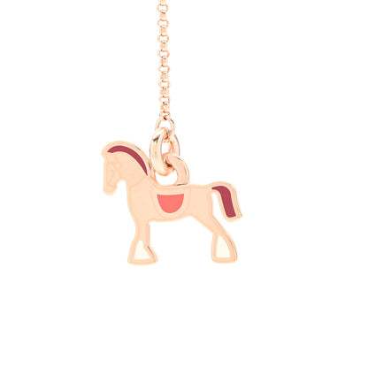 Hermes Metal Enamel Cheval Grand Parade Necklace Rose Gold 4 of 7