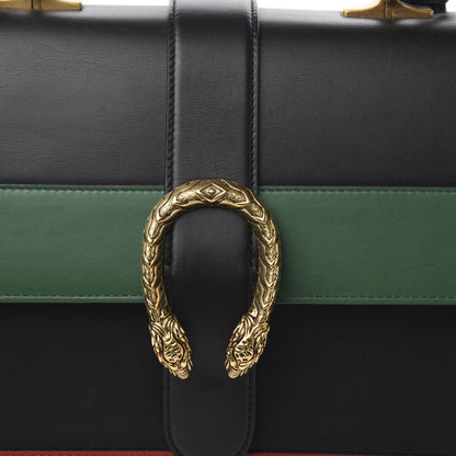 Gucci Calfskin Bamboo Web Large Dionysus Top Handle Bag Black Bright Evergreen Hibiscus Red 10 of 10
