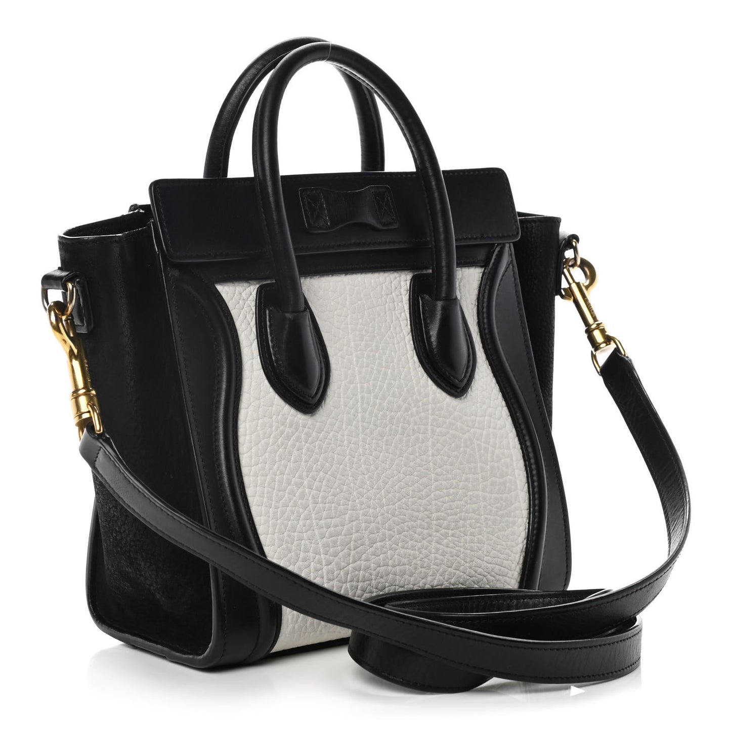 Bullhide Calfskin Nubuck Bi-Color Nano Luggage Black White
