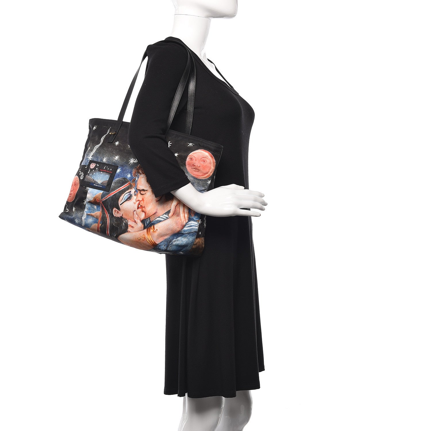 Prada Tessuto Nylon Collage Impossible True Love Printed Tote Blue 2 of 13