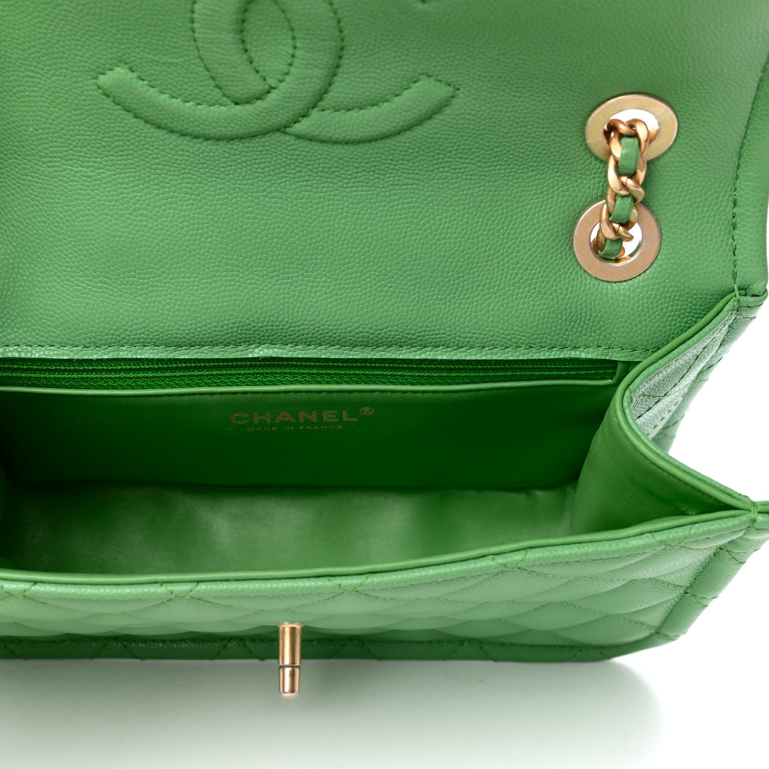 Chanel Caviar Quilted Medium Sweet Classic Flap Green 5 of 10