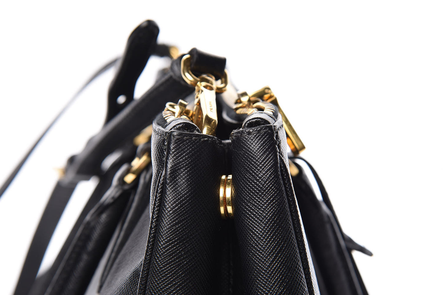 Saffiano Small Galleria Double Zip Tote Black