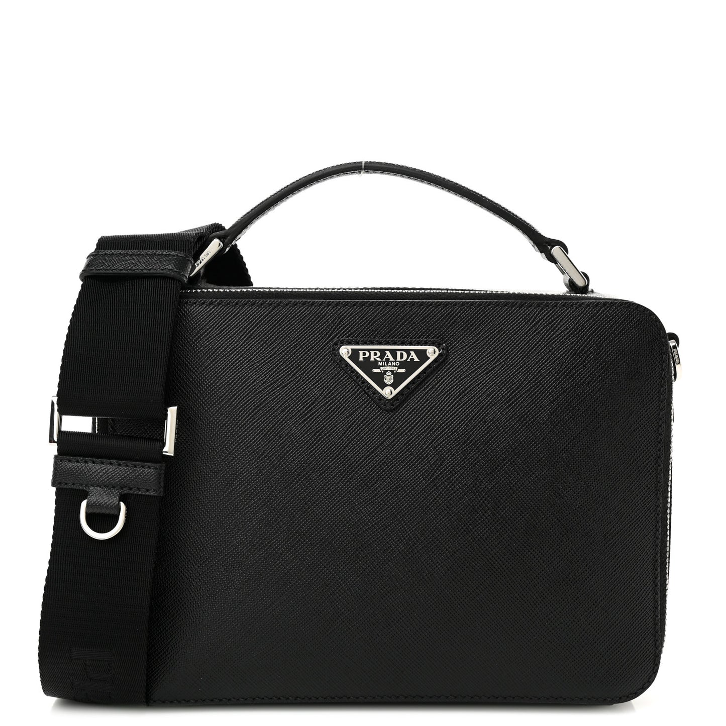 Saffiano Travel Medium Brique Crossbody Bag Black