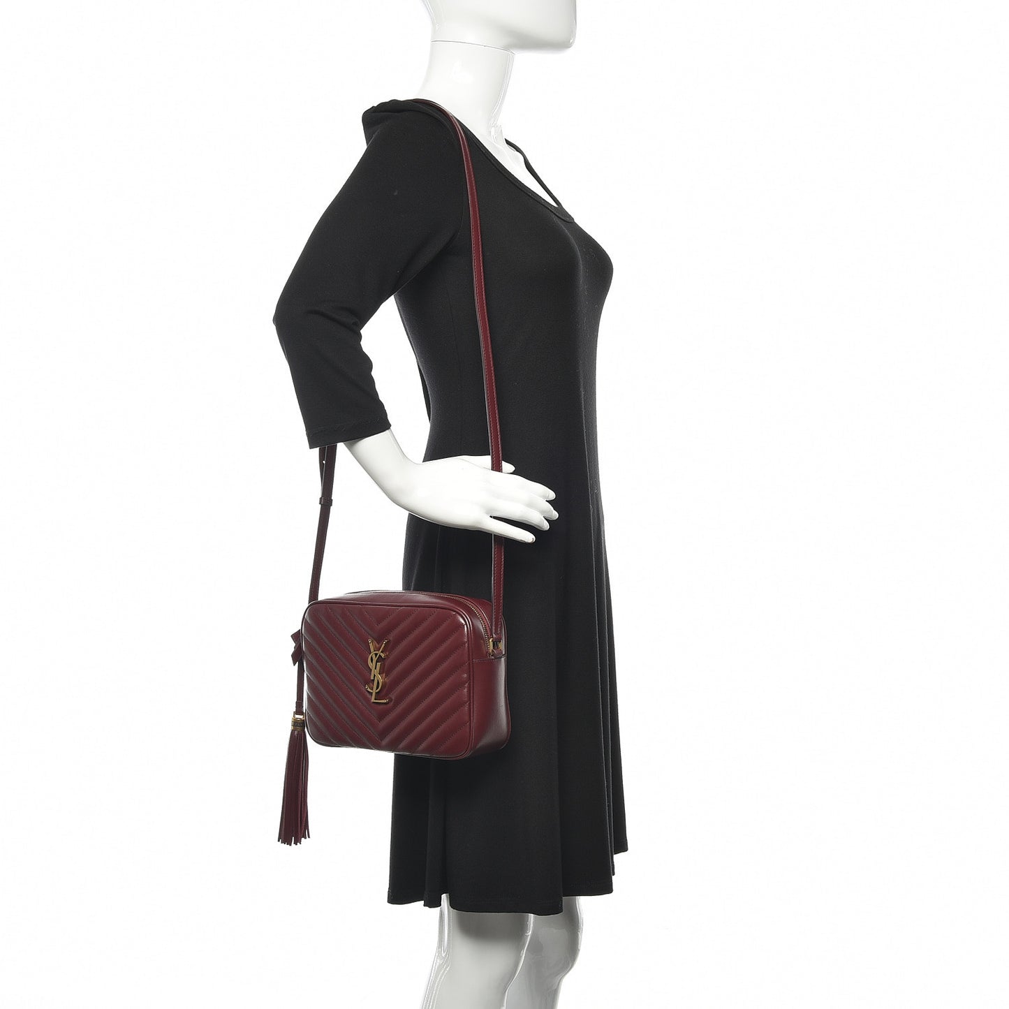 Calfskin Matelasse Monogram Lou Camera Bag Dark Legion Red