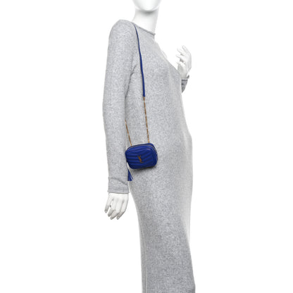 Saint Laurent Grain De Poudre Matelasse Monogram Baby Lou Camera Bag Sapphire Blue 2 of 9