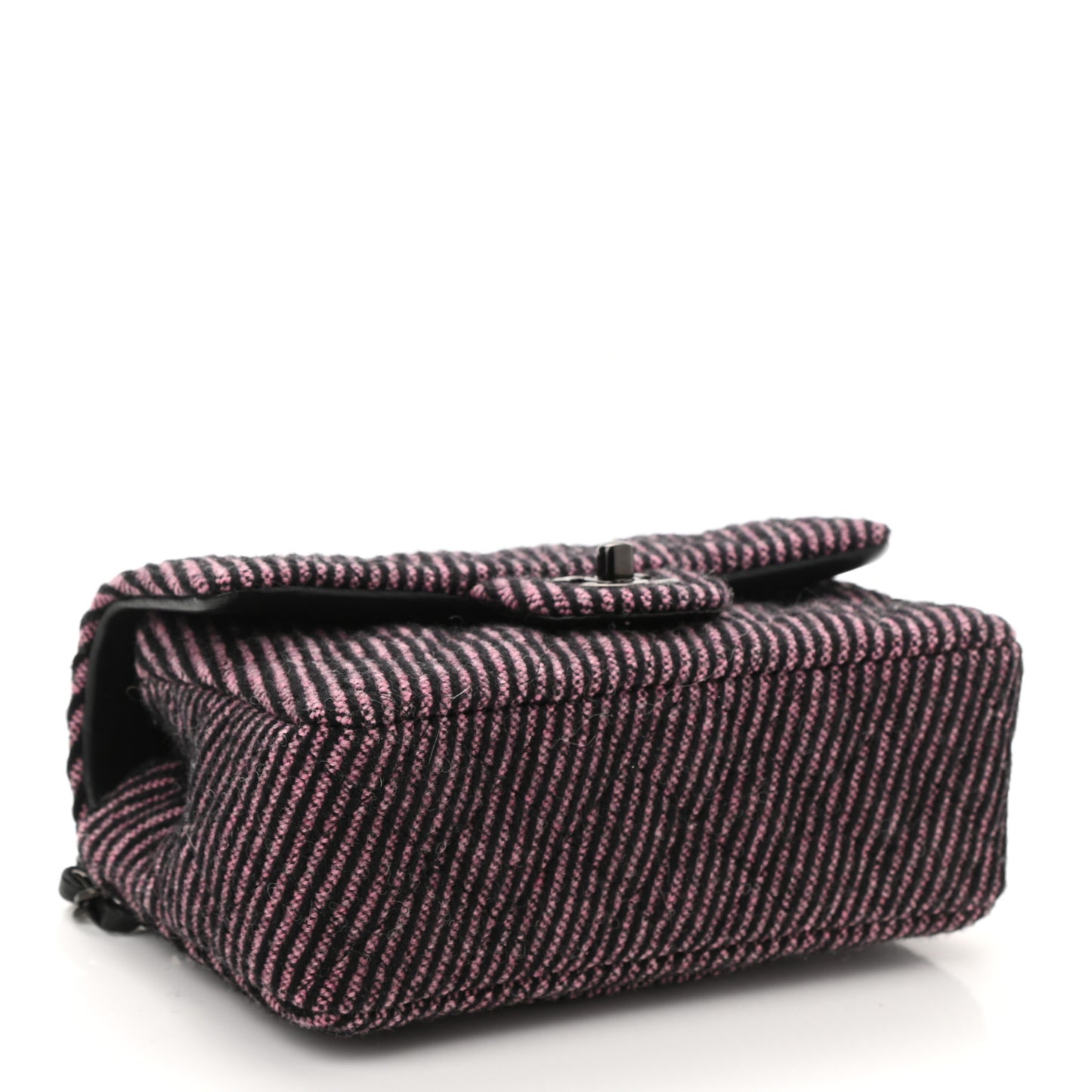 Wool Tweed Quilted Mini Rectangular Flap Pink Black