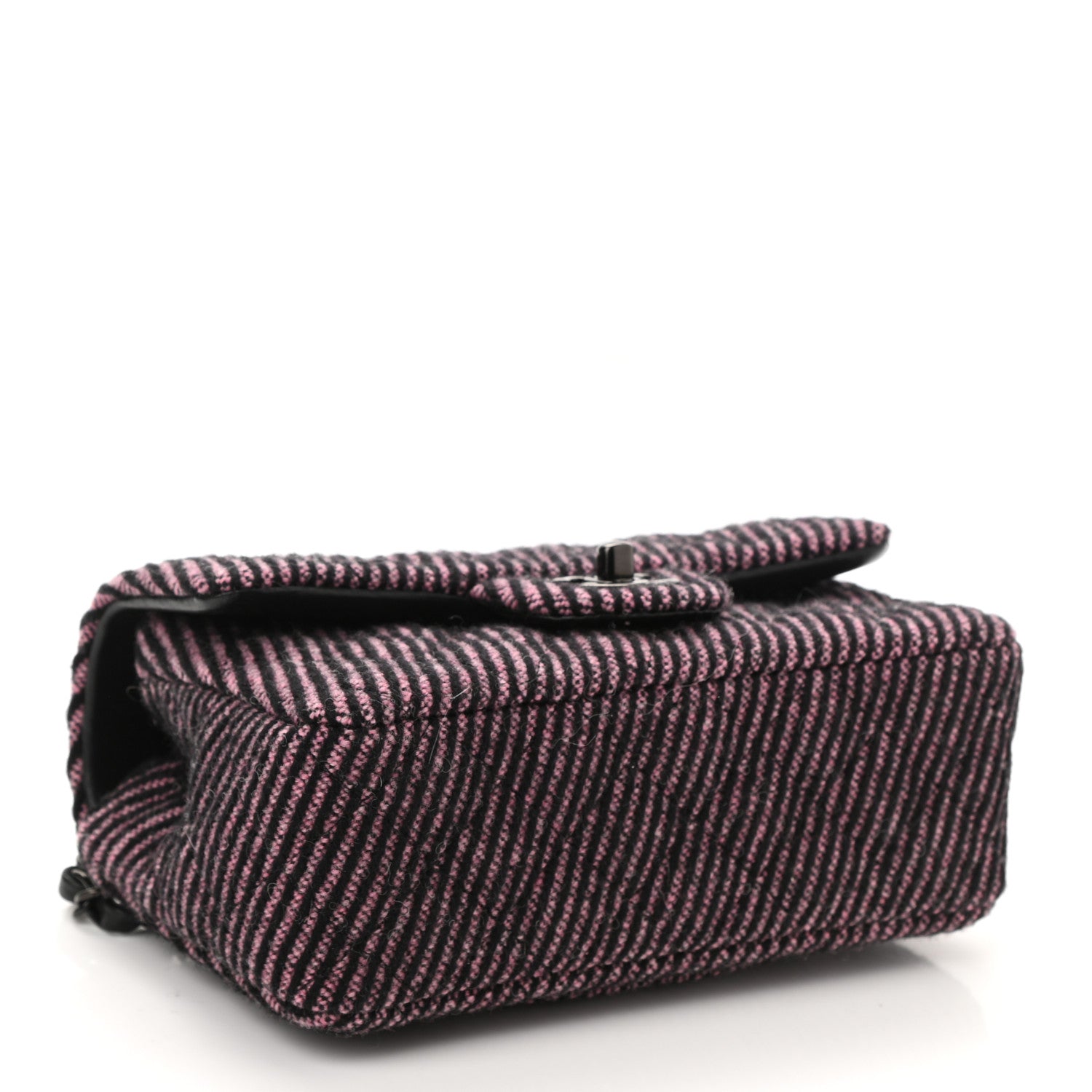 Chanel Wool Tweed Quilted Mini Rectangular Flap Pink Black 4 of 10