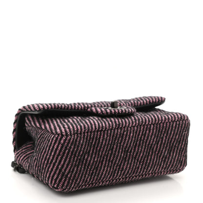 Chanel Wool Tweed Quilted Mini Rectangular Flap Pink Black 4 of 10
