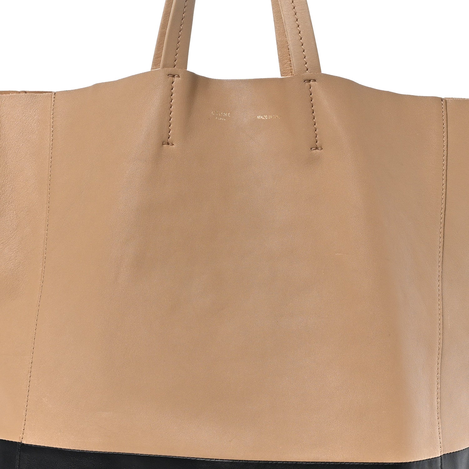 Celine Lambskin Vertical Bi-Cabas Beige Black 7 of 10