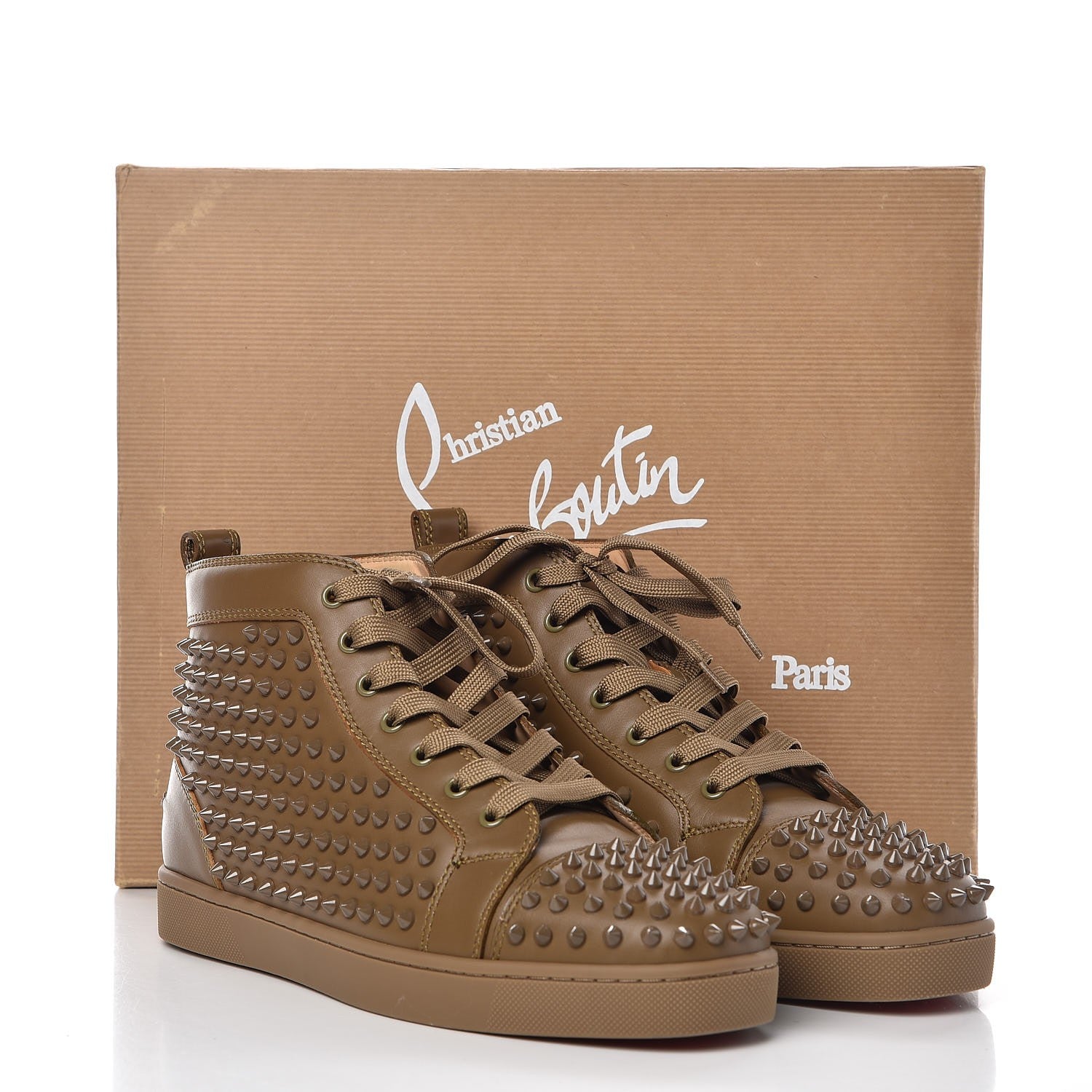 Christian Louboutin Calfskin Mens Lou Spikes Flat Sneakers 42 7 of 8