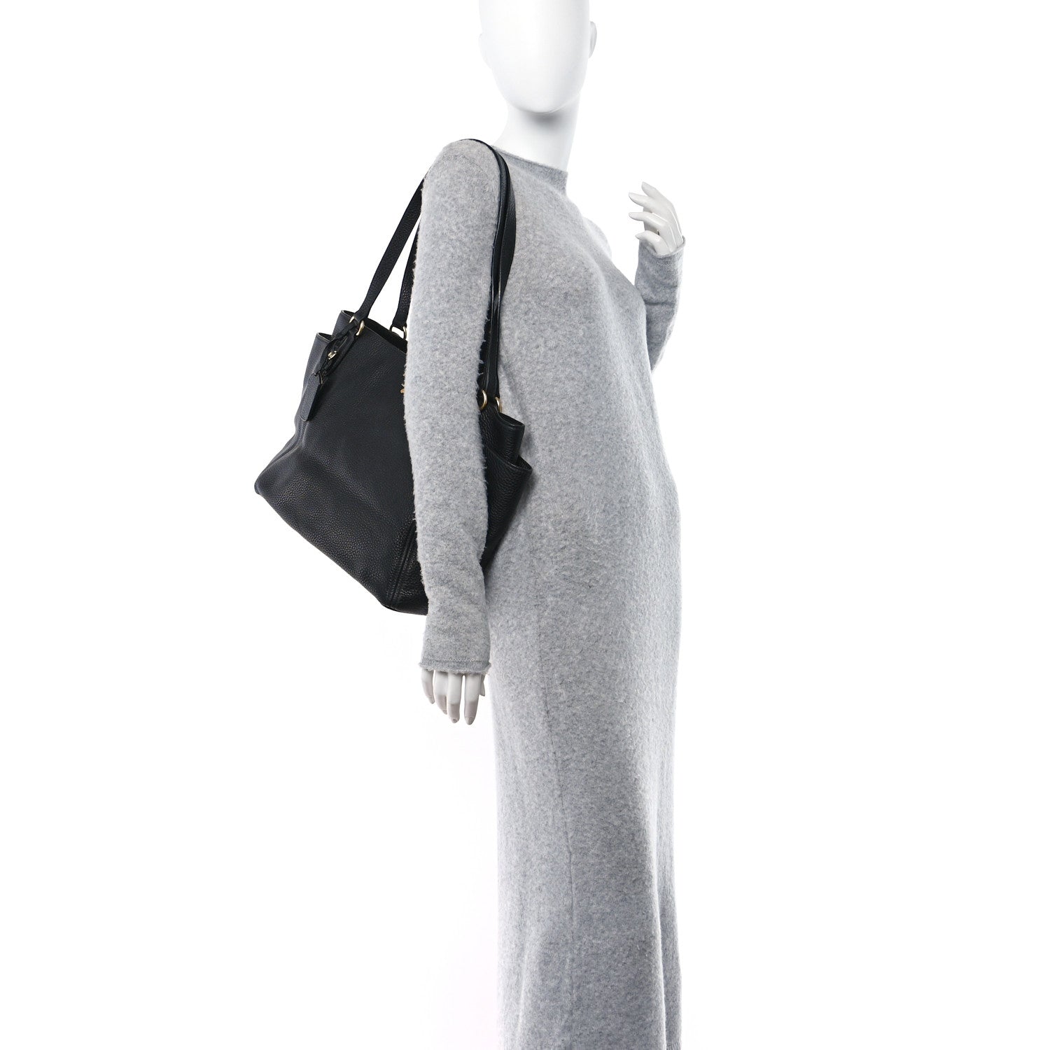 Prada Vitello Daino Side Pocket Tote Black 2 of 14