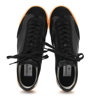 Chanel Calfskin Suede Sneakers 37.5 Black 2 of 10