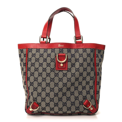 Gucci Monogram Small Abbey Tote Navy Red 1 of 10