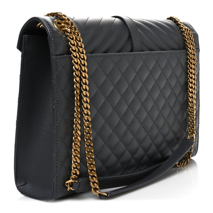 Saint Laurent Grain De Poudre Textured Mixed Matelasse Triquilt Large Monogram Satchel Anthracite 3 of 10