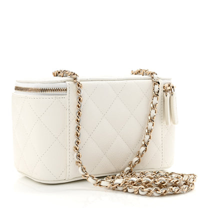 Chanel Caviar Quilted Small Vanity Case With Chain White 3 of 11